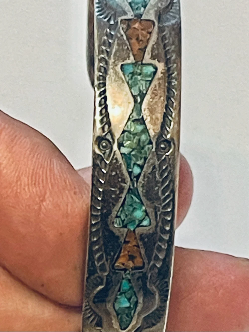 VINTAGE NAVAJO TURQUOISE & CORAL STERLING SILVER CUFF BRACELET Sz 6-6.5 28 G